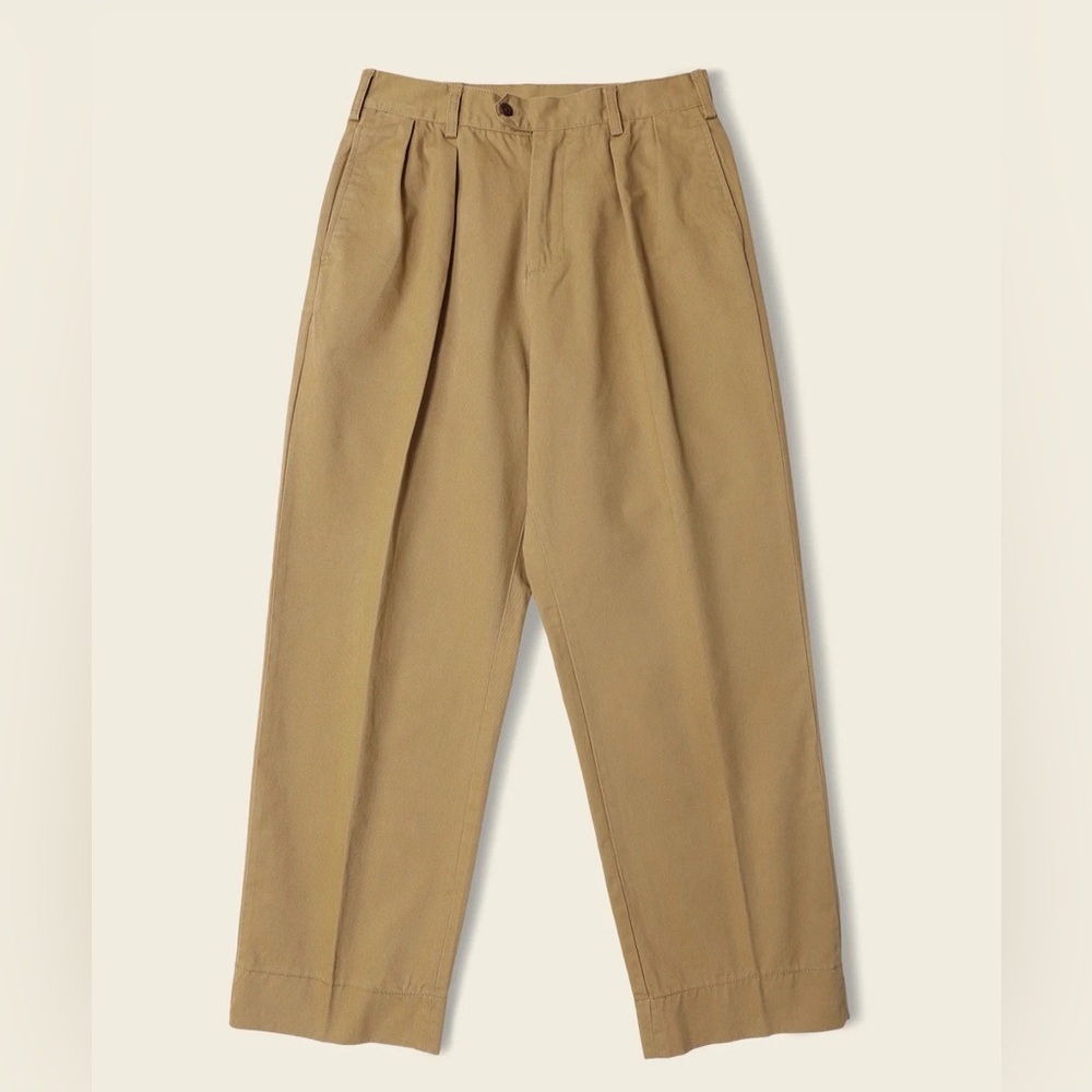 1930s IVY Style Double Pleated Chino Academia Trousers Khaki OLD MONEY